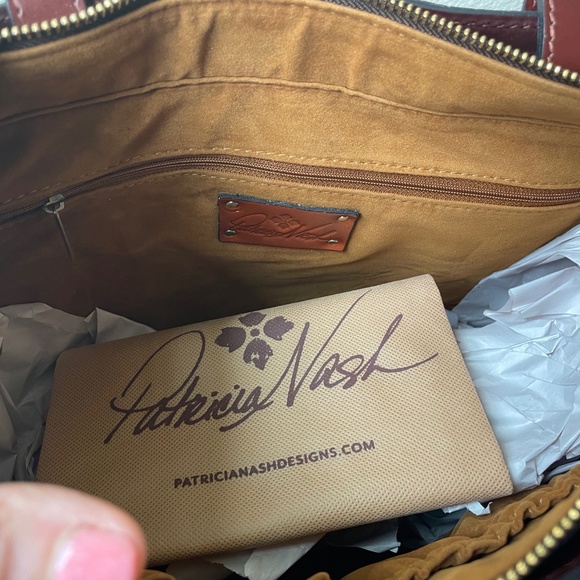 Patricia Nash Tote Bag NEW Braden Tote Color Block Leather Brown Green - Picture 9 of 12